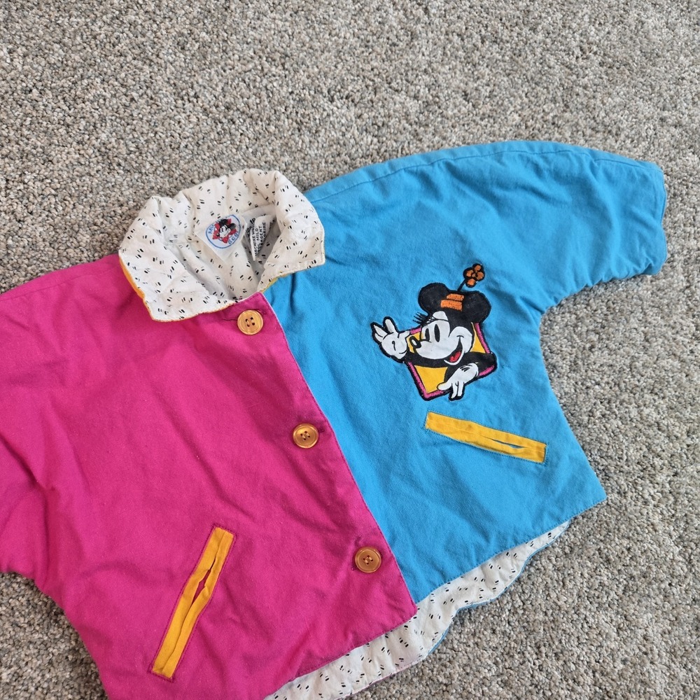 Vintage Disney Color bock No Fading Embroidered 18m Baby Quilted jacket